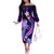 Galaxy Polynesian Pattern With Tropical Flowers Off The Shoulder Long Sleeve Dress LT05 Women Galaxy - Polynesian Pride