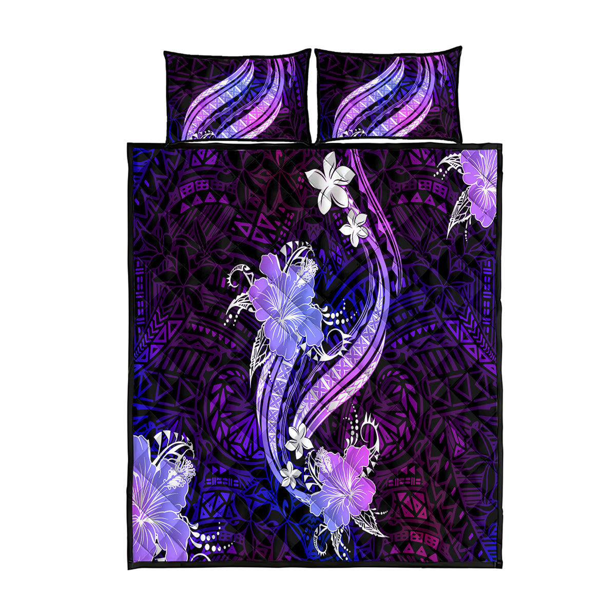 Galaxy Polynesian Pattern With Tropical Flowers Quilt Bed Set LT05 Galaxy - Polynesian Pride