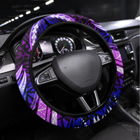Galaxy Polynesian Pattern With Tropical Flowers Steering Wheel Cover LT05 Universal Fit Galaxy - Polynesian Pride