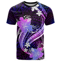 Galaxy Polynesian Pattern With Tropical Flowers T Shirt LT05 Galaxy - Polynesian Pride