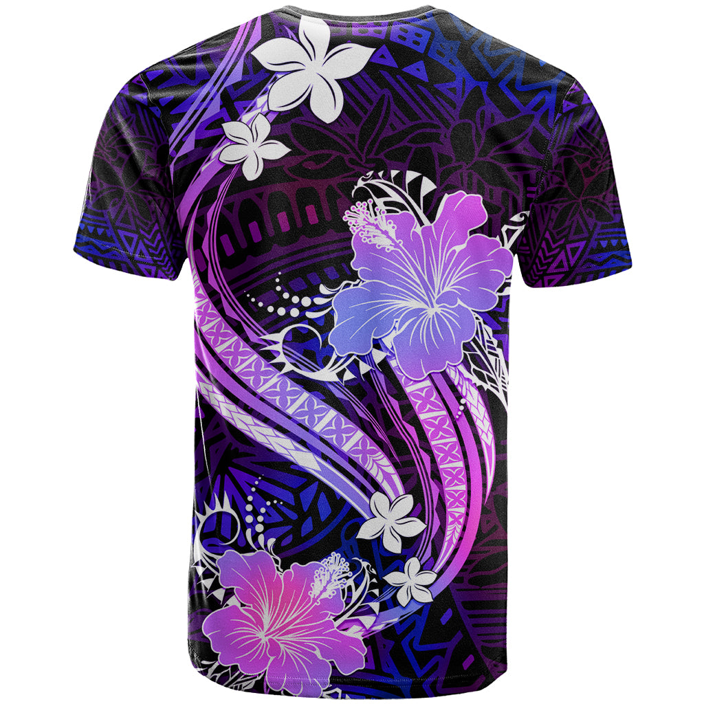 Galaxy Polynesian Pattern With Tropical Flowers T Shirt LT05 - Polynesian Pride
