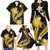 Gold Polynesian Pattern With Tropical Flowers Family Matching Long Sleeve Bodycon Dress and Hawaiian Shirt LT05 - Polynesian Pride