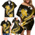 Gold Polynesian Pattern With Tropical Flowers Family Matching Off Shoulder Short Dress and Hawaiian Shirt LT05 - Polynesian Pride