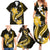 Gold Polynesian Pattern With Tropical Flowers Family Matching Summer Maxi Dress and Hawaiian Shirt LT05 - Polynesian Pride