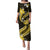 Gold Polynesian Pattern With Tropical Flowers Puletasi LT05 Long Dress Gold - Polynesian Pride