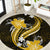 Gold Polynesian Pattern With Tropical Flowers Round Carpet LT05 Gold - Polynesian Pride