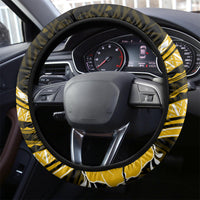Gold Polynesian Pattern With Tropical Flowers Steering Wheel Cover LT05 - Polynesian Pride
