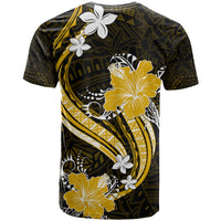 Gold Polynesian Pattern With Tropical Flowers T Shirt LT05 - Polynesian Pride