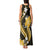 Gold Polynesian Pattern With Tropical Flowers Tank Maxi Dress LT05 - Polynesian Pride