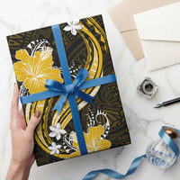 Gold Polynesian Pattern With Tropical Flowers Wrapping Paper LT05 - Polynesian Pride