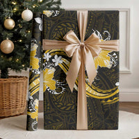 Gold Polynesian Pattern With Tropical Flowers Wrapping Paper LT05 - Polynesian Pride