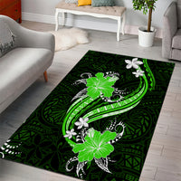 Green Polynesian Pattern With Tropical Flowers Area Rug LT05 - Polynesian Pride