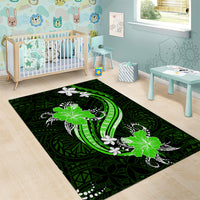 Green Polynesian Pattern With Tropical Flowers Area Rug LT05 - Polynesian Pride