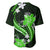 Green Polynesian Pattern With Tropical Flowers Baseball Jersey LT05 - Polynesian Pride