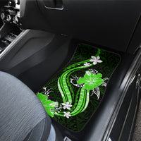 Green Polynesian Pattern With Tropical Flowers Car Mats LT05 - Polynesian Pride