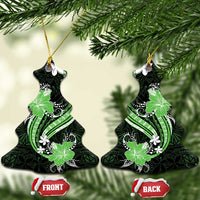 Green Polynesian Pattern With Tropical Flowers Ceramic Ornament LT05 Christmas Tree Green - Polynesian Pride