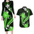 Green Polynesian Pattern With Tropical Flowers Couples Matching Long Sleeve Bodycon Dress and Hawaiian Shirt LT05 Green - Polynesian Pride