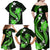 Green Polynesian Pattern With Tropical Flowers Family Matching Off Shoulder Maxi Dress and Hawaiian Shirt LT05 - Polynesian Pride