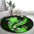 Green Polynesian Pattern With Tropical Flowers Round Carpet LT05 - Polynesian Pride