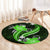 Green Polynesian Pattern With Tropical Flowers Round Carpet LT05 - Polynesian Pride