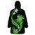 Green Polynesian Pattern With Tropical Flowers Wearable Blanket Hoodie LT05 - Polynesian Pride