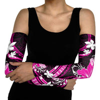 Pink Polynesian Pattern With Tropical Flowers Arm Sleeves - Polynesian Pride