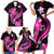 Pink Polynesian Pattern With Tropical Flowers Family Matching Short Sleeve Bodycon Dress and Hawaiian Shirt LT05 - Polynesian Pride