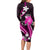 Pink Polynesian Pattern With Tropical Flowers Long Sleeve Bodycon Dress LT05 - Polynesian Pride