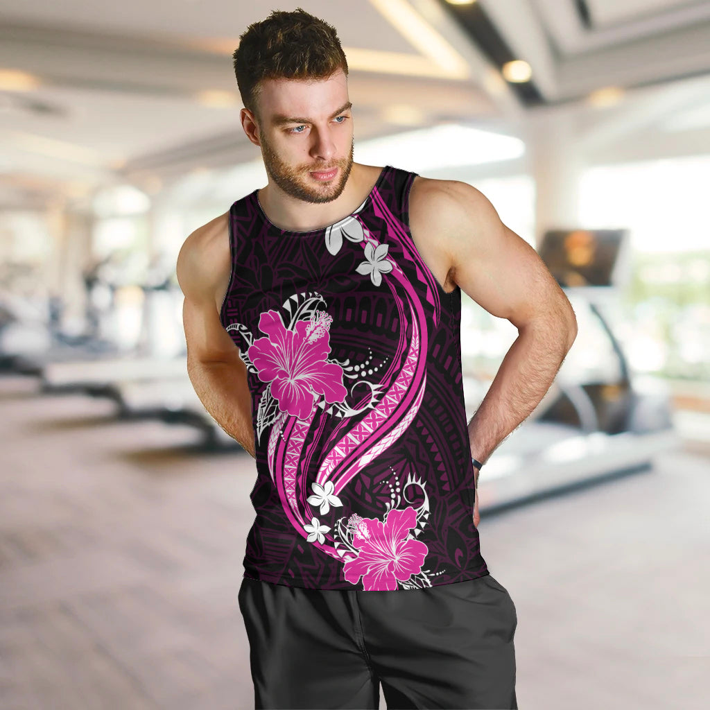 Pink Polynesian Pattern With Tropical Flowers Men Tank Top LT05 Pink - Polynesian Pride