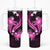 Pink Polynesian Pattern With Tropical Flowers Tumbler With Handle