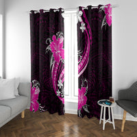 Pink Polynesian Pattern With Tropical Flowers Window Curtain LT05 With Grommets Pink - Polynesian Pride
