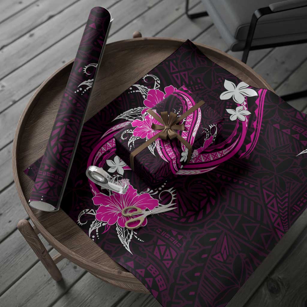 Pink Polynesian Pattern With Tropical Flowers Wrapping Paper LT05 - Polynesian Pride