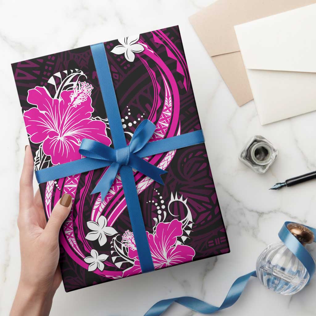Pink Polynesian Pattern With Tropical Flowers Wrapping Paper LT05 - Polynesian Pride