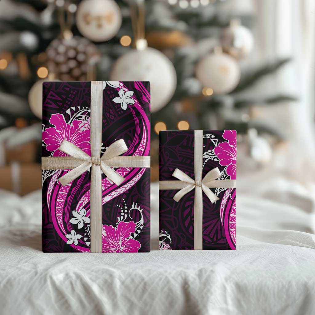Pink Polynesian Pattern With Tropical Flowers Wrapping Paper LT05 - Polynesian Pride