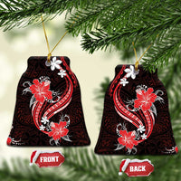 Red Polynesian Pattern With Tropical Flowers Ceramic Ornament LT05 Bell Flake Red - Polynesian Pride