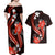 Red Polynesian Pattern With Tropical Flowers Couples Matching Off Shoulder Maxi Dress and Hawaiian Shirt LT05 - Polynesian Pride