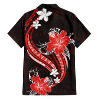 Red Polynesian Pattern With Tropical Flowers Family Matching Puletasi Dress and Hawaiian Shirt LT05 - Polynesian Pride