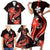 Red Polynesian Pattern With Tropical Flowers Family Matching Short Sleeve Bodycon Dress and Hawaiian Shirt LT05 - Polynesian Pride