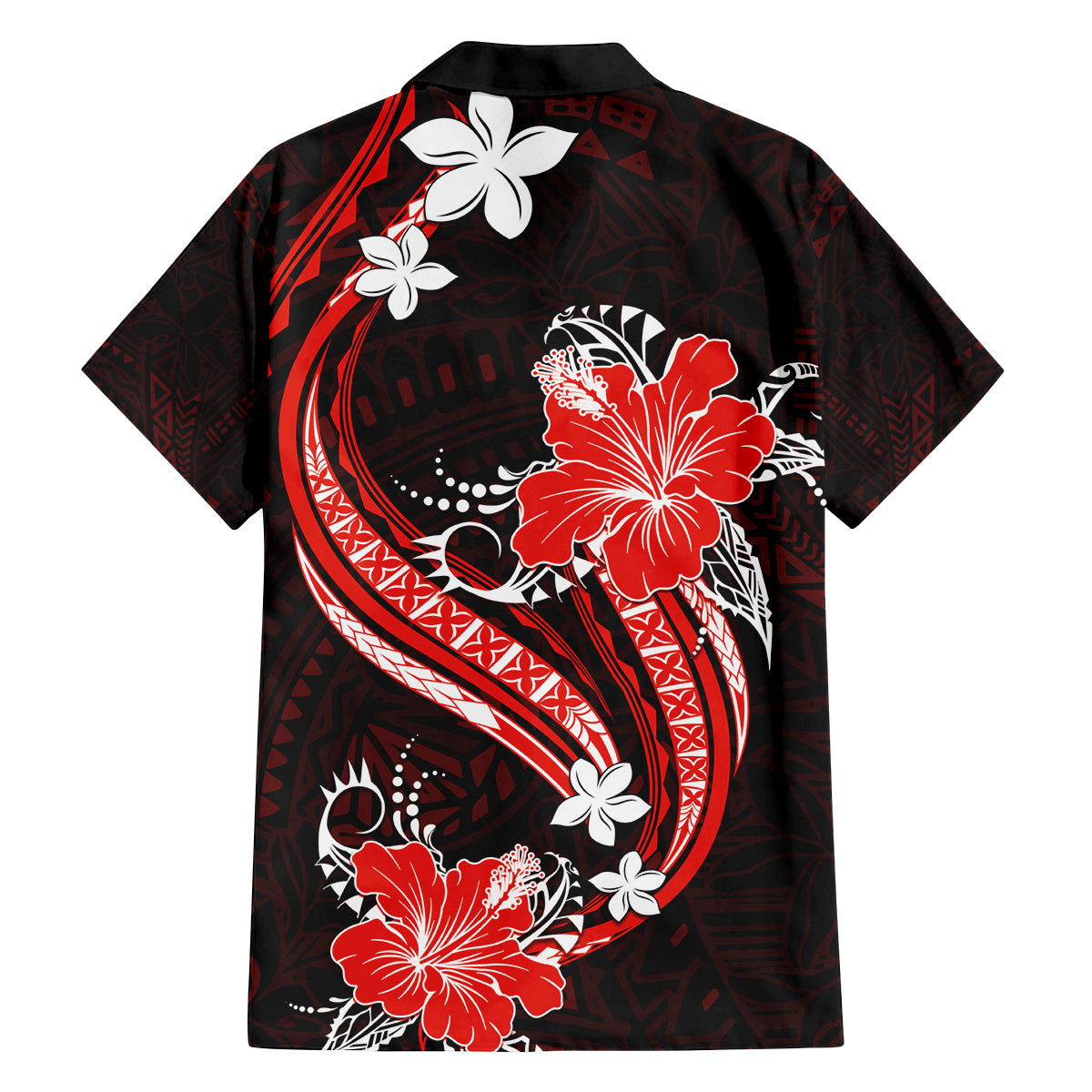 Red Polynesian Pattern With Tropical Flowers Family Matching Summer Maxi Dress and Hawaiian Shirt LT05 - Polynesian Pride