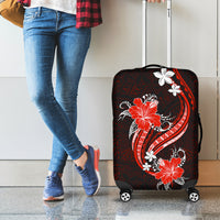 Red Polynesian Pattern With Tropical Flowers Luggage Cover LT05 - Polynesian Pride