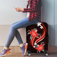 Red Polynesian Pattern With Tropical Flowers Luggage Cover LT05 - Polynesian Pride