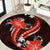 Red Polynesian Pattern With Tropical Flowers Round Carpet LT05 Red - Polynesian Pride