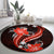 Red Polynesian Pattern With Tropical Flowers Round Carpet LT05 - Polynesian Pride