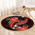 Red Polynesian Pattern With Tropical Flowers Round Carpet LT05 - Polynesian Pride