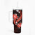 Red Polynesian Pattern With Tropical Flowers Tumbler With Handle