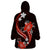 Red Polynesian Pattern With Tropical Flowers Wearable Blanket Hoodie LT05 - Polynesian Pride