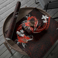 Red Polynesian Pattern With Tropical Flowers Wrapping Paper LT05 - Polynesian Pride