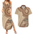 Samoa Siapo Pattern Simple Style Couples Matching Summer Maxi Dress and Hawaiian Shirt LT05 Brown - Polynesian Pride