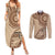 Samoa Siapo Pattern Simple Style Couples Matching Summer Maxi Dress and Long Sleeve Button Shirt LT05 Brown - Polynesian Pride