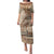 Samoa Siapo Pattern Simple Style Family Matching Puletasi Dress and Hawaiian Shirt LT05 Mom's Dress Brown - Polynesian Pride